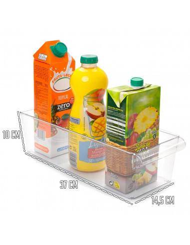 Tradineur - Cajón organizador reutilizable para frigorífico Nº 12 - Fabricado en plástico - Recipiente de plástico transparente