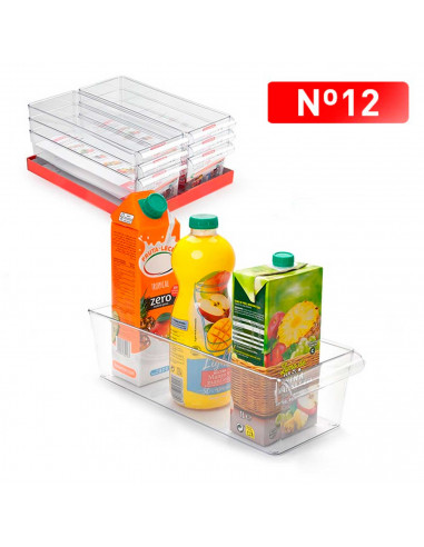 Tradineur - Cajón organizador reutilizable para frigorífico Nº 12 - Fabricado en plástico - Recipiente de plástico transparente