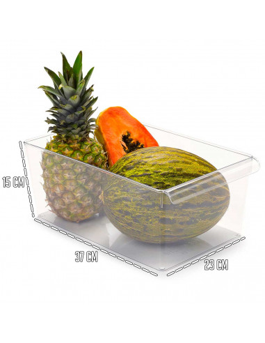 Tradineur - Cajón organizador reutilizable para frigorifico Nº 14 - Fabricado en plástico - Recipiente de plástico transparente