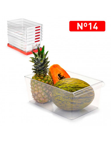 Tradineur - Cajón organizador reutilizable para frigorifico Nº 14 - Fabricado en plástico - Recipiente de plástico transparente