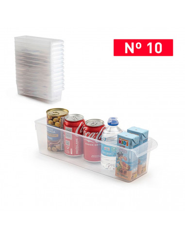 Tradineur - Cajón organizador para frigorífico Nº 10 - Fabricado en Polipropileno - Recipiente de plástico transparente - 10 x 1