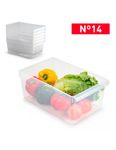 Tradineur - Cajón organizador para frigorífico Nº 14 - Fabricado en Polipropileno - Recipiente de plástico transparente - 15 x 2