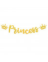 Tradineur - Guirnalda de princesa metalizada, cartón, decoración de cumpleaños, comuniones, fiestas, 100% reciclable, diseñada e
