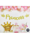 Tradineur - Guirnalda de princesa metalizada, cartón, decoración de cumpleaños, comuniones, fiestas, 100% reciclable, diseñada e