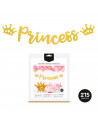 Tradineur - Guirnalda de princesa metalizada, cartón, decoración de cumpleaños, comuniones, fiestas, 100% reciclable, diseñada e