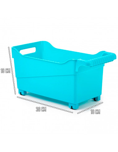 Tradineur - Carrito de plástico Multiusos con Ruedas Nº 4 - 18 x 18 x 38 cm - Cesta para Diversos usos con Ruedas para moverlo -