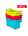 Tradineur - Carrito de plástico Multiusos con Ruedas Nº 4 - 18 x 18 x 38 cm - Cesta para Diversos usos con Ruedas para moverlo -