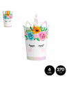 Tradineur - Pack de 6 vasos de cartón biodegradables, diseño de unicornio, reciclables, decoración de fiestas de cumpleaños, niñ