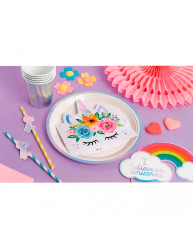 Tradineur - Pack de 20 servilletas de papel, diseño de unicornio, 2 capas, biodegradables, reciclables, fiestas, celebraciones,