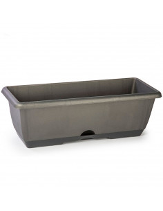 Tradineur - Jardinera de plástico con plato integrado, polipropileno, tiesto, macetero, recipiente para plantas, flores, balcón,