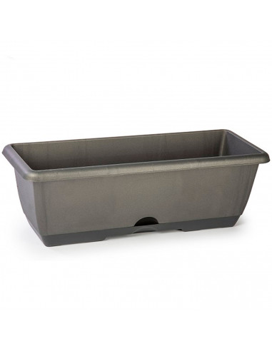 Tradineur - Jardinera de plástico con plato integrado, polipropileno, tiesto, macetero, recipiente para plantas, flores, balcón,