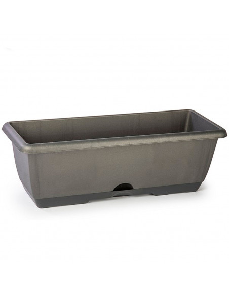 Tradineur - Jardinera de plástico con plato integrado, polipropileno, tiesto, macetero, recipiente para plantas, flores, balcón,