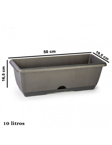 Tradineur - Jardinera de plástico con plato integrado, polipropileno, tiesto, macetero, recipiente para plantas, flores, balcón,