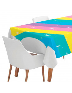 Tradineur - Mantel impermeable efecto textil, formato familiar, 6 comensales, 100% reciclable, plegable, higiénico, decoración d