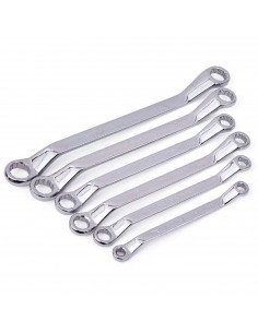 Tradineur - Set de 6 llaves acodadas de estrella - 5.5x7, 8x10, 9x11, 10x12, 12x14, 13x15 mm - Cromo de vanadio, diseño ergonómi