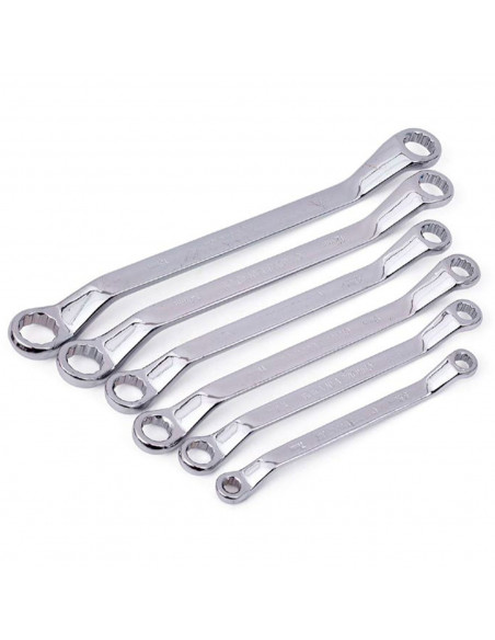 Tradineur - Set de 6 llaves acodadas de estrella - 5.5x7, 8x10, 9x11, 10x12, 12x14, 13x15 mm - Cromo de vanadio, diseño ergonómi