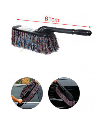 Tradineur - Fregona larga para coche, cerdas suaves, mango ergonómico de plástico, limpieza, lavado exterior de vehículos, carro