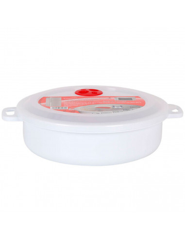 Tradineur - Fiambrera de plástico para microondas, reutilizable, incluye asas y tapa con válvula para salida de aire, recipiente