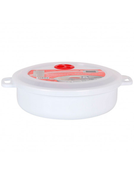 Tradineur - Fiambrera de plástico para microondas, reutilizable, incluye asas y tapa con válvula para salida de aire, recipiente