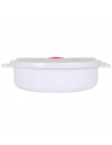 Tradineur - Fiambrera de plástico para microondas, reutilizable, incluye asas y tapa con válvula para salida de aire, recipiente