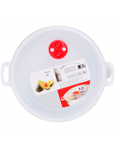Tradineur - Fiambrera de plástico para microondas, reutilizable, incluye asas y tapa con válvula para salida de aire, recipiente