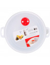 Tradineur - Fiambrera de plástico para microondas, reutilizable, incluye asas y tapa con válvula para salida de aire, recipiente