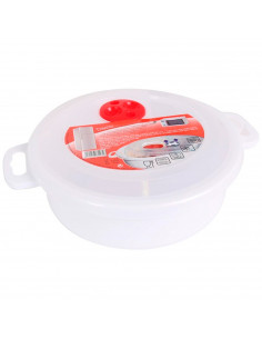 Tradineur - Fiambrera para microondas de plástico, reutilizable, incluye asas y tapa con válvula para salida de aire, recipiente