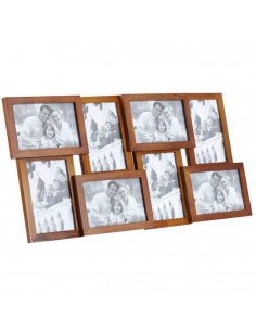 Multimarco para 8 fotos de madera de caoba 29 x 57 x 5 cm, portafotos múltiple de pared, marco para fotos de distintos tamaños,