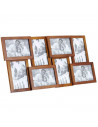 Multimarco para 8 fotos de madera de caoba 29 x 57 x 5 cm, portafotos múltiple de pared, marco para fotos de distintos tamaños,