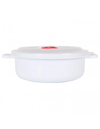 Tradineur - Fiambrera para microondas de plástico, reutilizable, incluye asas y tapa con válvula para salida de aire, recipiente