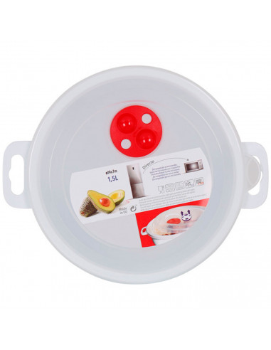 Tradineur - Fiambrera para microondas de plástico, reutilizable, incluye asas y tapa con válvula para salida de aire, recipiente