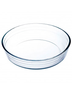 Tradineur - Fuente para horno redondo - Fabricado en Vidrio - Apto para horno, microondas, congelador y lavavajillas - 1,5 Litro