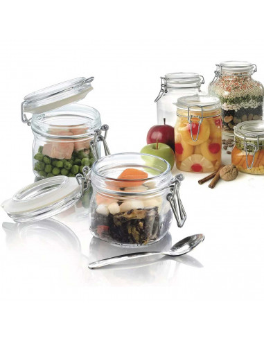 Tradineur - Tarro hermético de vidrio, cierre metálico y junta de goma, bote, frasco multiusos para alimentos, conservas, legumb
