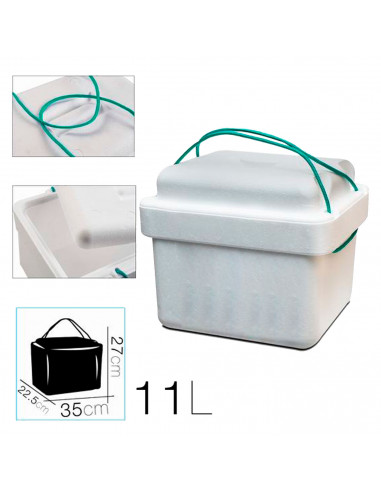Tradineur - Nevera porta alimento con cordón - Fabricado en Poliestireno - hermético, resistente, resistente a olores - 11 Litro