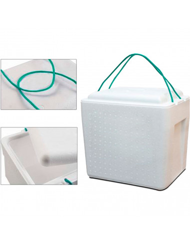 Tradineur - Nevera porta alimento con cordón - Fabricado en Poliestireno - Hermético, resistente, resistente a olores - 17 Litro