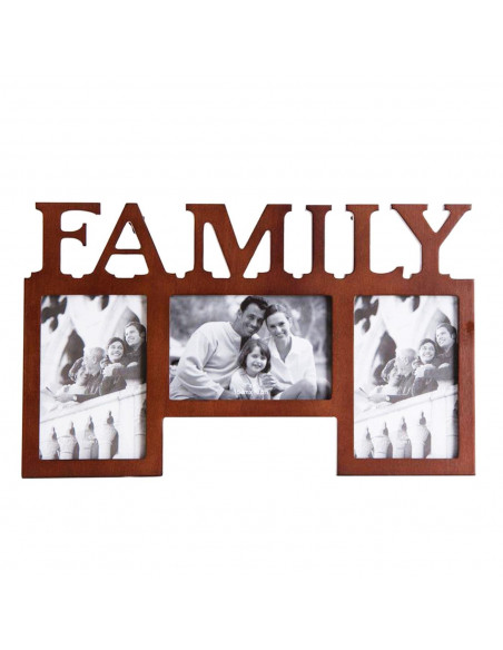 Multimarco family de madera de caoba para 3 fotografías 39 x 24 x 2 cm, portafotos múltiple de pared, marco para fotos de 15 x 1