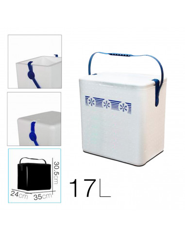 Tradineur - Nevera porta alimento con asa - Fabricado en Poliestireno - Hermético, resistente, resistente a olores - 17 Litros -