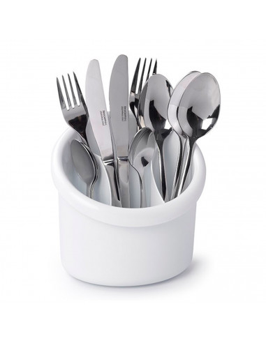 Tradineur - Escurrecubiertos de plástico, ovalado, con 4 compartimentos, color blanco, portacubiertos de cocina, secar cuberterí