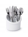Tradineur - Escurrecubiertos de plástico, ovalado, con 4 compartimentos, color blanco, portacubiertos de cocina, secar cuberterí