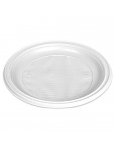 Tradineur - Pack de 10 platos llanos redondos reutilizables de plástico, 100% reciclables, extra resistentes, higiénicos, apilab