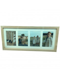 Tradineur - Multimarco para 4 fotografías - Fabricación en madera - Diseño de madera clara - 22 x 52 x 1,8 cm