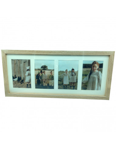 Tradineur - Multimarco para 4 fotografías - Fabricación en madera - Diseño de madera clara - 22 x 52 x 1,8 cm