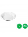 Tradineur - Pack de 12 platos hondos redondos reutilizables de plástico, 100% reciclables, extra resistentes, higiénicos, apilab
