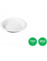 Tradineur - Pack de 100 platos hondos redondos reutilizables de plástico, 100% reciclables, extra resistentes, higiénicos, apila