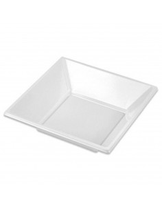 Tradineur - Pack de 6 platos hondos cuadrados reutilizables de plástico, 100% reciclables, extra resistentes, higiénicos, apilab