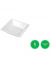 Tradineur - Pack de 6 platos hondos cuadrados reutilizables de plástico, 100% reciclables, extra resistentes, higiénicos, apilab