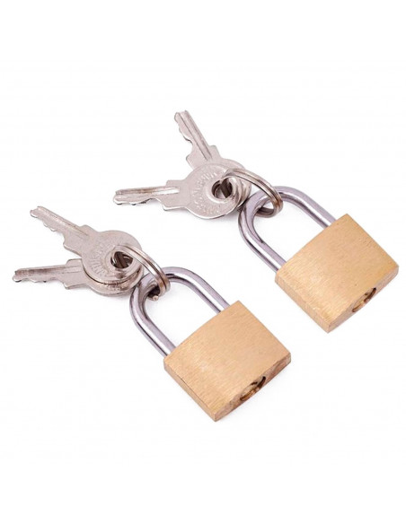 Tradineur - Set de 2 Candados con llaves de reemplazo - Fabricado en Latón y acero - Apto para gabinete, cajones, bicicletas, et