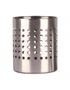 Tradineur - Escurrecubiertos cilindrico de acero inoxidable, portacubiertos de cocina, secar cubertería, 14 x 12 cm