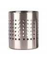Tradineur - Escurrecubiertos cilindrico de acero inoxidable, portacubiertos de cocina, secar cubertería, 14 x 12 cm