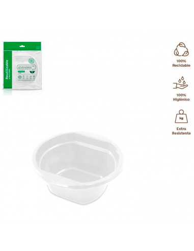 Tradineur - Pack de 6 boles redondos reutilizables de plástico, cuencos 100% reciclables, extra resistentes, higiénicos, apilabl